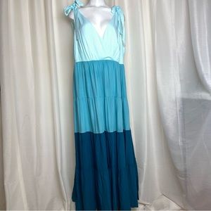 Eloquii Color Blocked Tier Maxi Dress